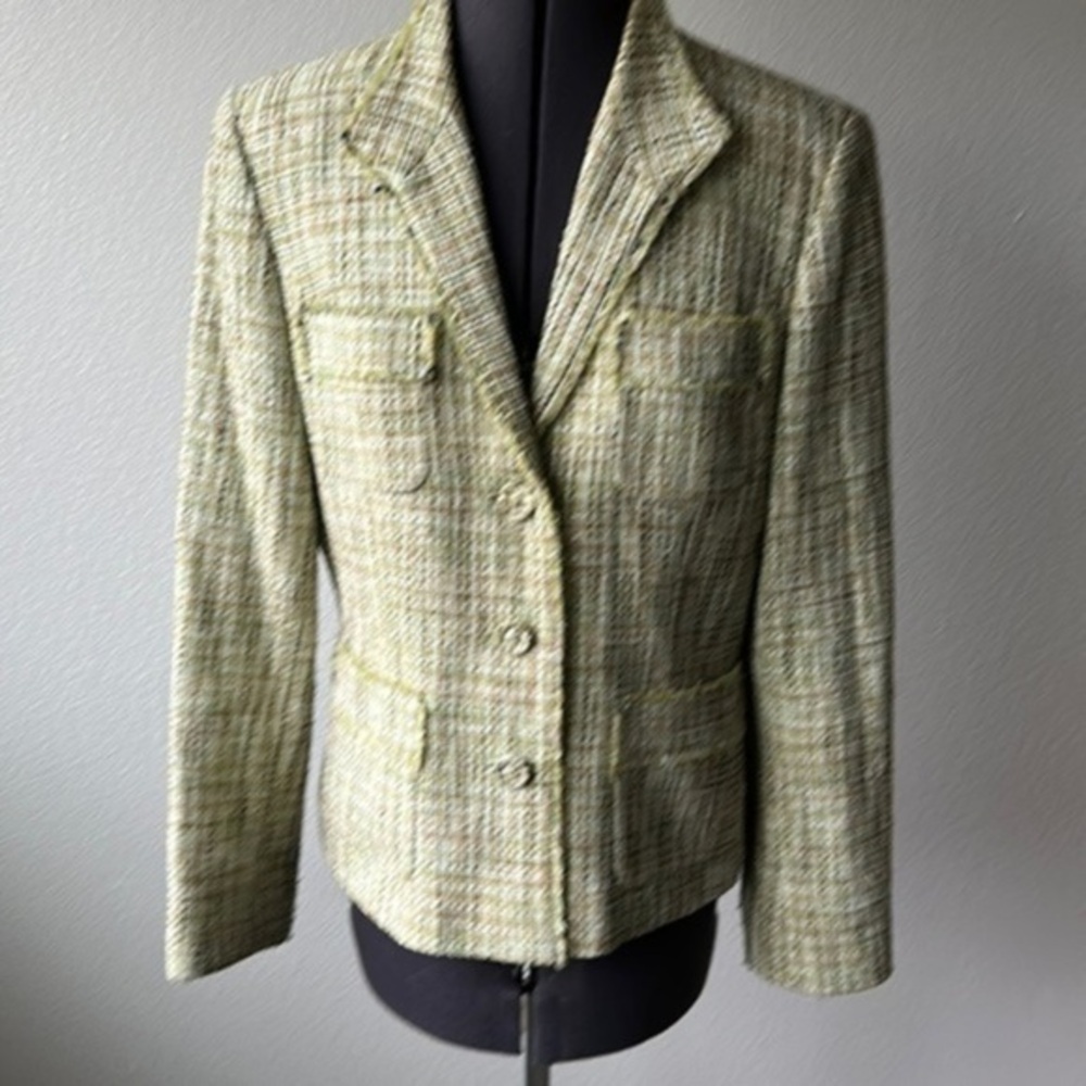 Classiques Entier jacket tweed blazer lime green white size medium